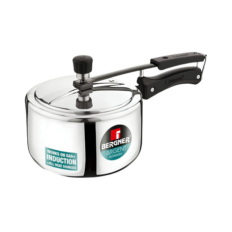 Bergner Argent Triply Stainless Steel Inner Lid Pressure Cooker 1.5 L_Front View