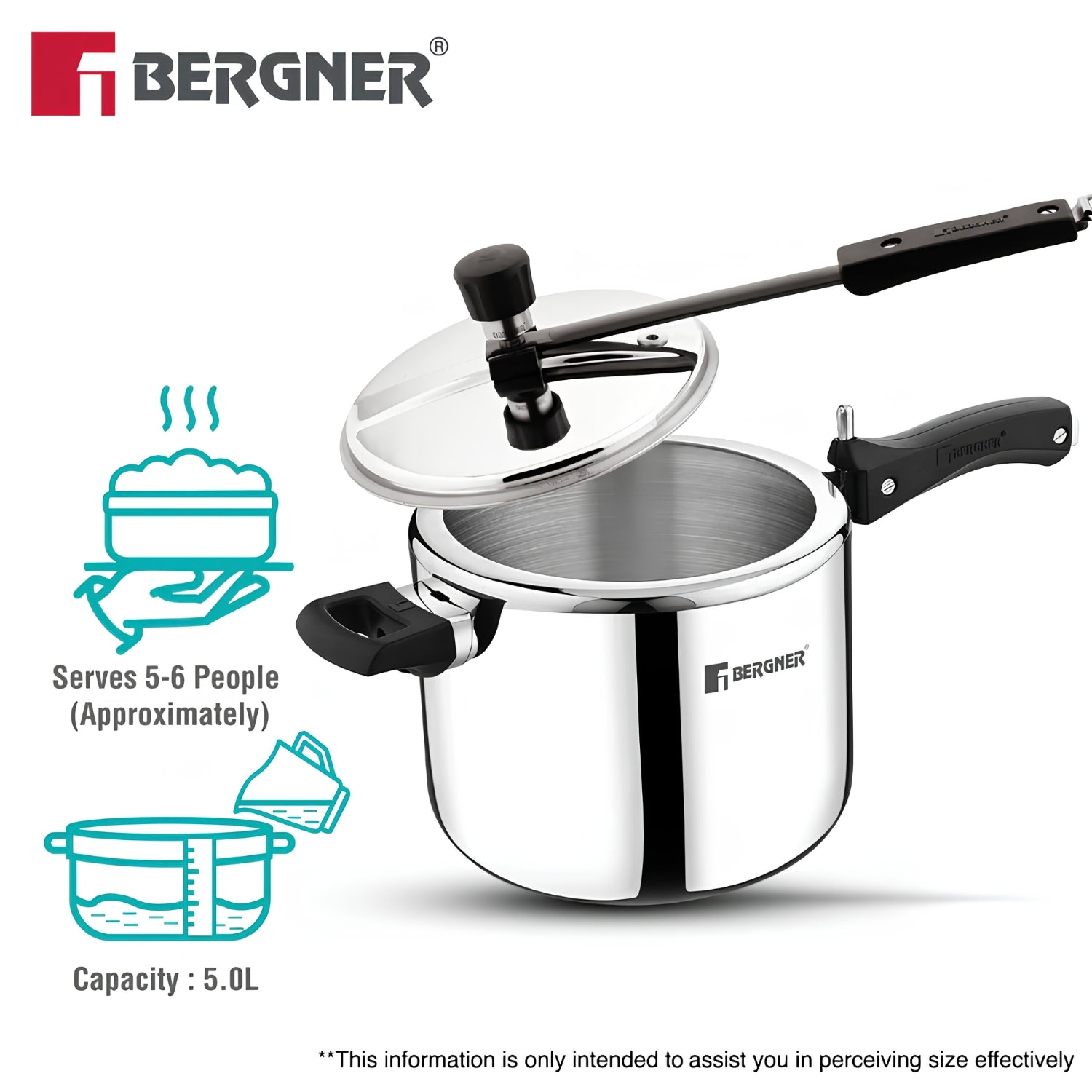 Bergner Argent Triply Stainless Steel Inner Lid Pressure Cooker 5 L_2