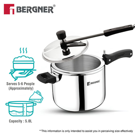 Bergner Argent Triply Stainless Steel Inner Lid Pressure Cooker 5 L_2