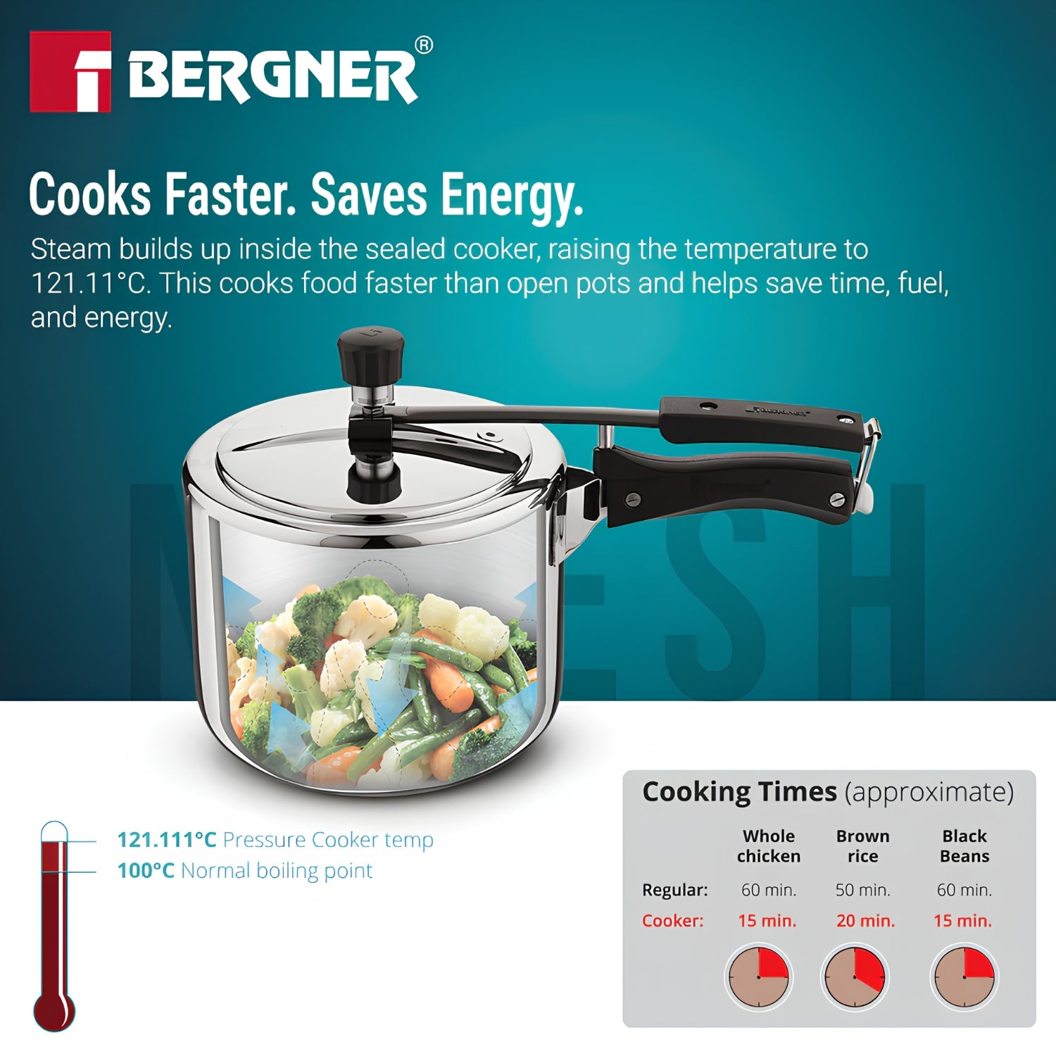 Bergner Argent Triply Stainless Steel Inner Lid Pressure Cooker 5 L_5