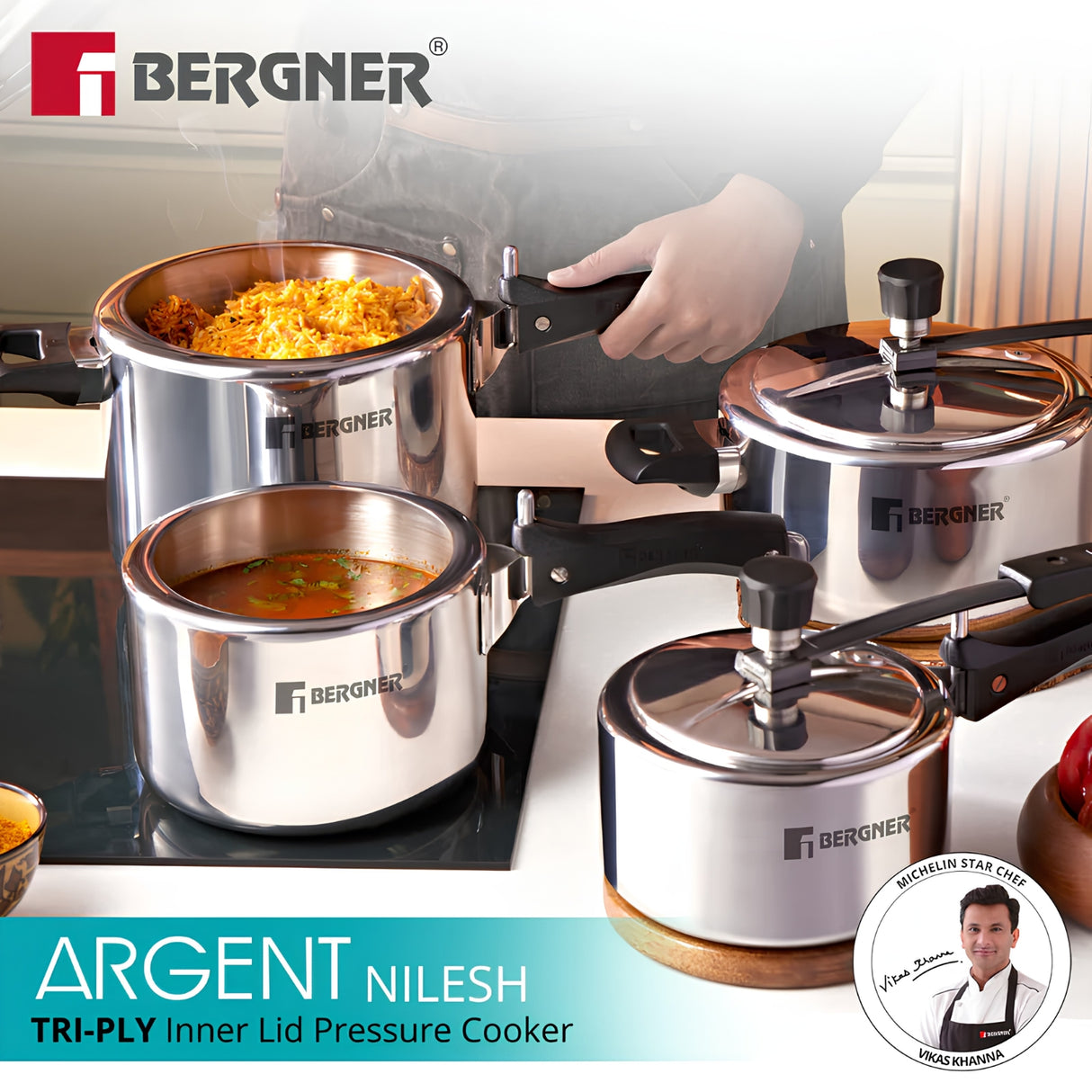 Bergner Argent Triply Stainless Steel Inner Lid Pressure Cooker 5 L_6