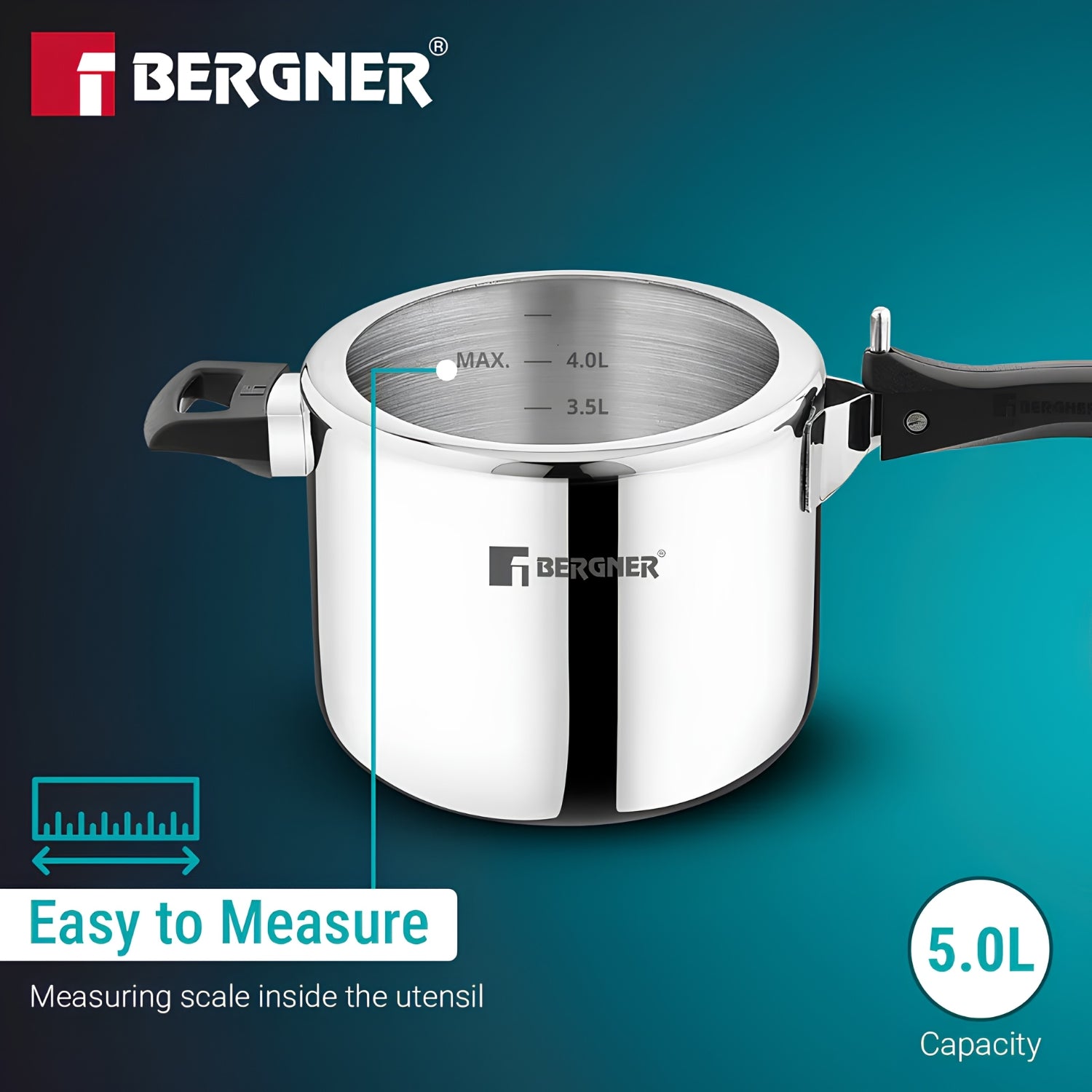 Bergner Argent Triply Stainless Steel Inner Lid Pressure Cooker 5 L_7
