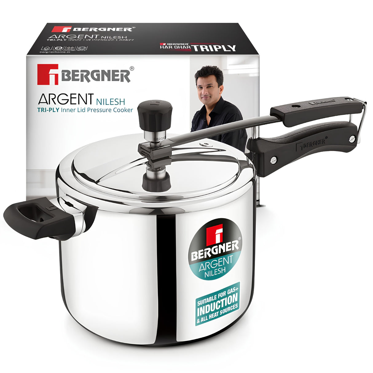 Bergner Argent Triply Stainless Steel Inner Lid Pressure Cooker 5 L_8
