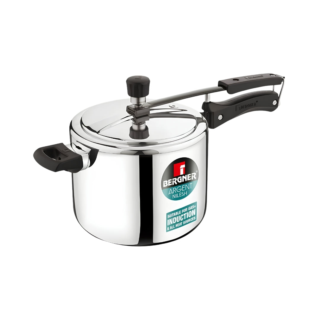 Bergner Argent Triply Stainless Steel Inner Lid Pressure Cooker 5 L_Front View