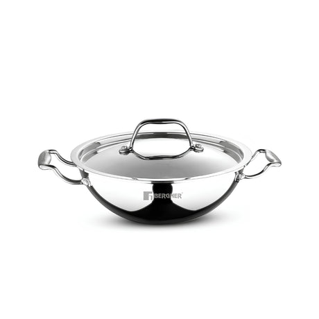 Bergner Argent Triply Stainless Steel Kadai with Lid 28 cm _ 4.3 L_1