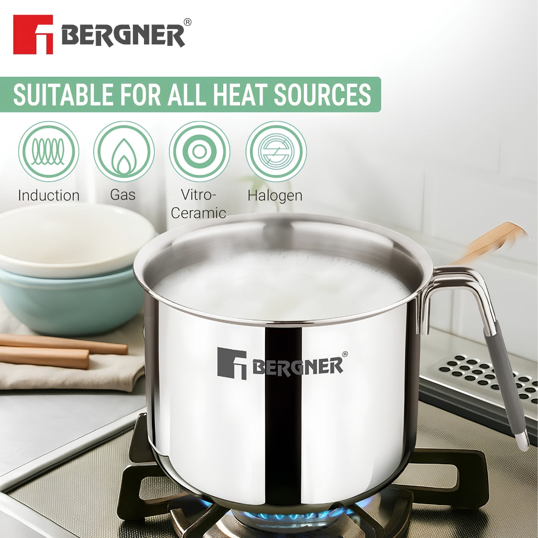 Bergner Argent Triply Stainless Steel Milk Boiler with Glass Lid 12 cm _ 1 L_Features6