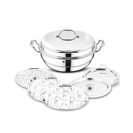 Bergner Argent Triply Stainless Steel Multi Kadai with 5 Plates and Lid - 28 cm_1