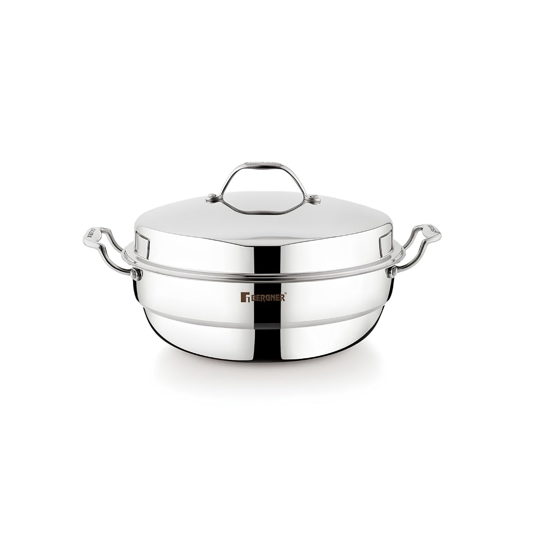 Bergner Argent Triply Stainless Steel Multi Kadai with 5 Plates and Lid - 28 cm_2