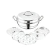 Bergner Argent Triply Stainless Steel Multi Kadai with 5 Plates and Lid - 28 cm_Front View