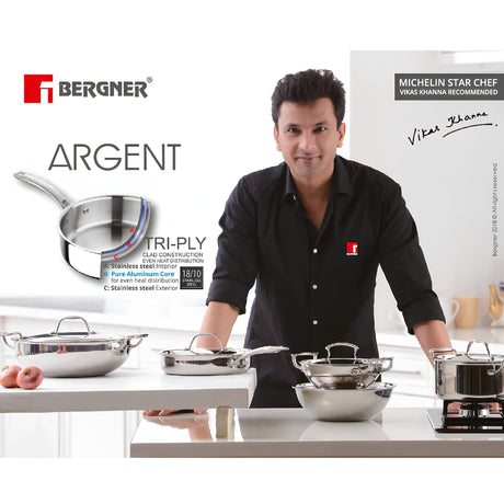 Bergner Argent Triply Stainless Steel Tadka Pan - 12 cm _ 500 ml_Features1