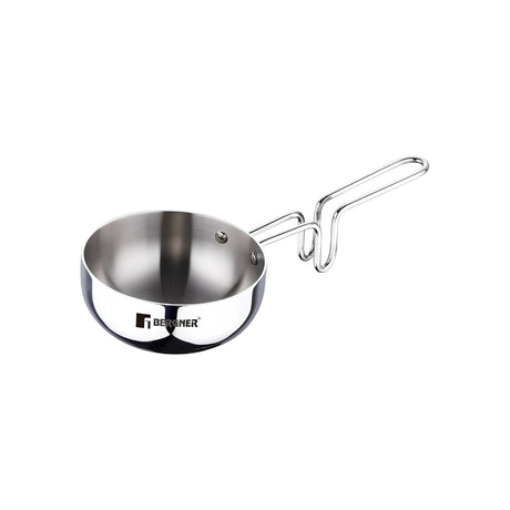 Bergner Argent Triply Stainless Steel Tadka Pan - 12 cm _ 500 ml_Front View