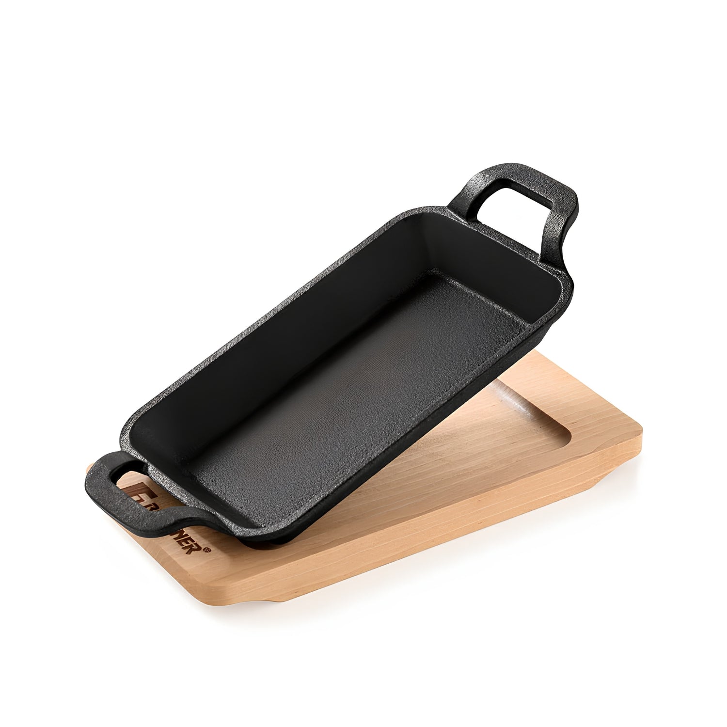 Bergner Cook and Share Cast Iron Mini Pan with Wooden Tray 17 cm - Black_1
