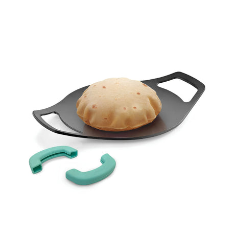 Bergner Eco Cast Iron Concave Tawa with Silicone Sleeves 24 cm - Black_1