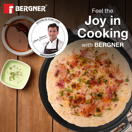Bergner Eco Cast Iron Dosa Tawa with Silicone Sleeve 30 cm - Black_2