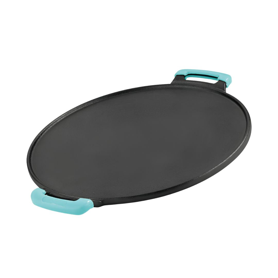 Bergner Eco Cast Iron Dosa Tawa with Silicone Sleeve 30 cm - Black_Front View