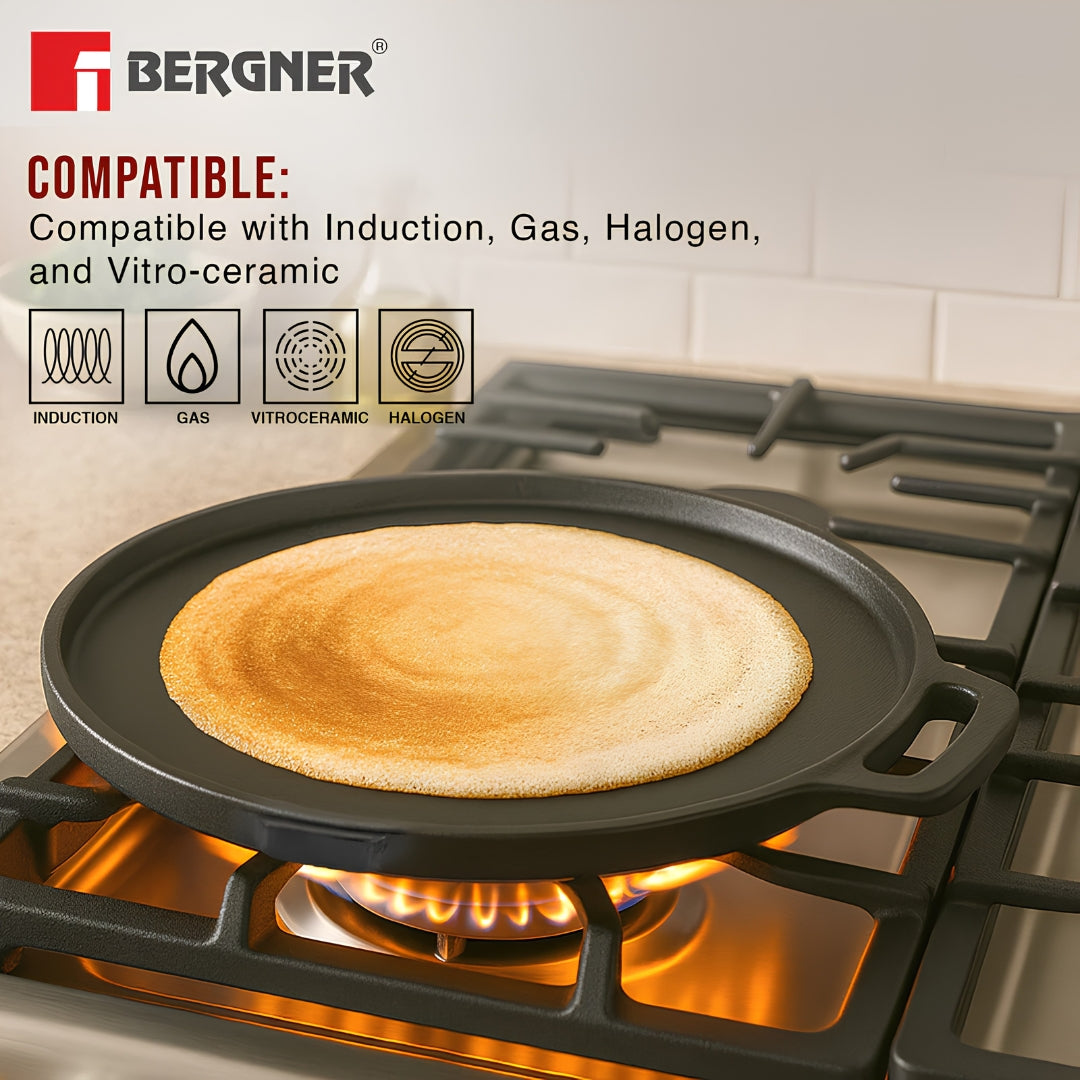 Bergner Eco Cast Iron Double Side Grill Pan with Silicone Sleeves 26 cm - Black_7