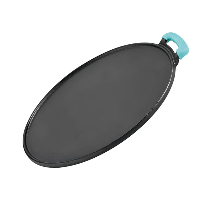 Bergner Eco Cast Iron Flat Multi Tawa with One-Sided Handle and Silicone Sleeve 30 cm - Black_1