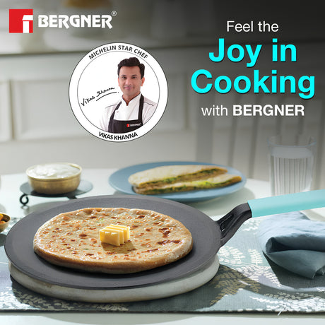 Bergner Eco Cast Iron Roti Tawa with Silicone Sleeve 26 cm - Black_2