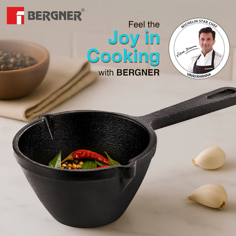 Bergner Eco Cast Iron Tadka Pan with Silicone Sleeve 10 cm - Black_2