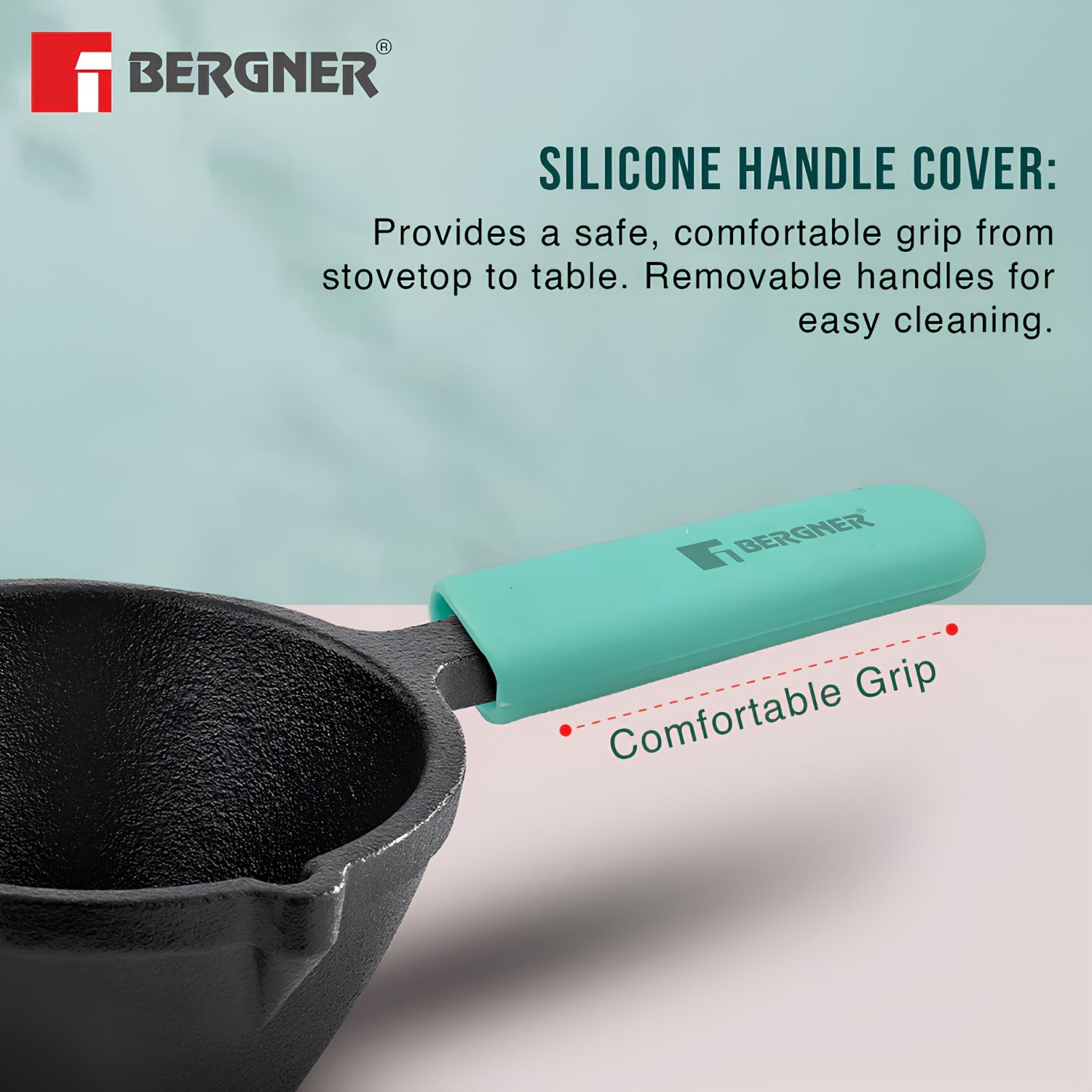 Bergner Eco Cast Iron Tadka Pan with Silicone Sleeve 10 cm - Black_6