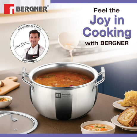 Bergner Essentials Ankush Triply Stainless Steel Rice Handi with Glass Lid 28 cm \ 8.5 L_2
