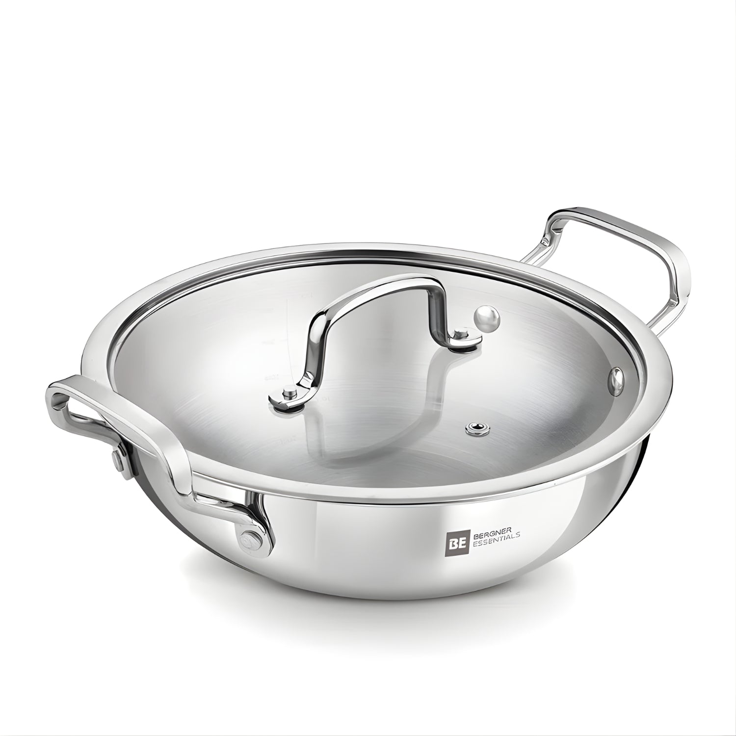 Bergner Essentials Girisha Triply SS Kadai with Glass Lid 22 cm \ 2.6 L_1