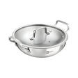 Bergner Essentials Girisha Triply SS Kadai with Glass Lid 22 cm _ 2.6 L_Front View