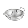 Bergner Essentials Girisha Triply SS Kadai with Glass Lid 24 cm _ 3 L_Front View