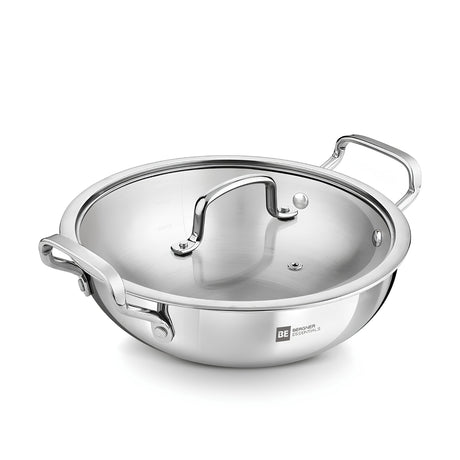 Bergner Essentials Girisha Triply SS Kadai with Glass Lid 26 cm \ 3.9 L_1