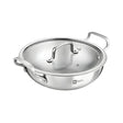 Bergner Essentials Girisha Triply SS Kadai with Glass Lid 28 cm _ 5 L_Front View