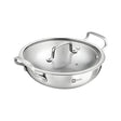 Bergner Essentials Girisha Triply SS Kadai with Glass Lid 30 cm _ 6 L_Front View