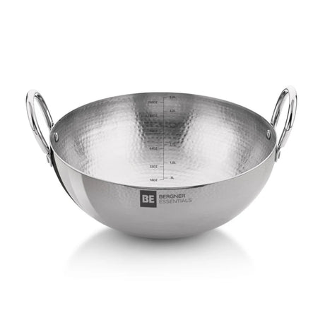 Bergner Essentials Hammered Triply Stainless Steel Kadai 30 cm \ 5.8 L_1