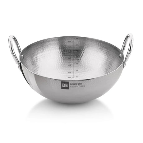 Bergner Essentials Hammered Triply Stainless Steel Kadai 32 cm \ 6.5 L_1