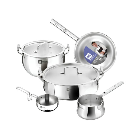 Bergner Essentials TriPro Triply Stainless Steel Cookware Set 7 Pcs - Silver_Front View