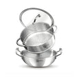 Bergner Essentials Triply SS Kadai and Steamer with Glass Lid 3 Pcs Set_1