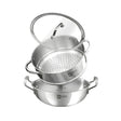 Bergner Essentials Triply SS Kadai and Steamer with Glass Lid 3 Pcs Set_Front View