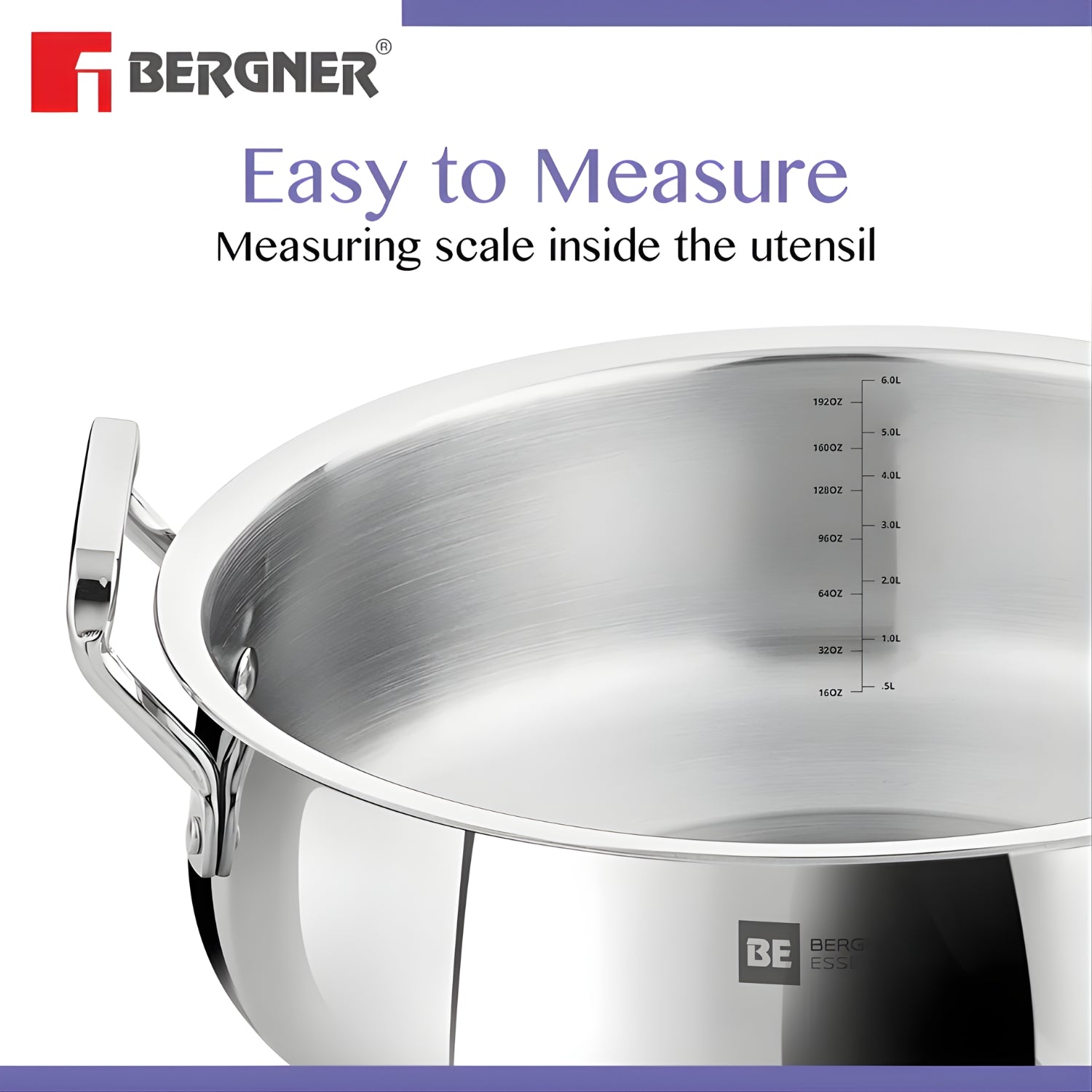 Bergner Essentials Triply SS Lazeez Biryani Handi with Lid 32 cm \ 8.4 L_5