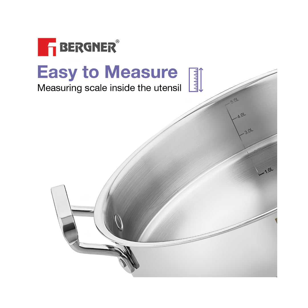 Bergner Essentials Triply SS Multikadai with 5 Plates and Lid 20 cm_7