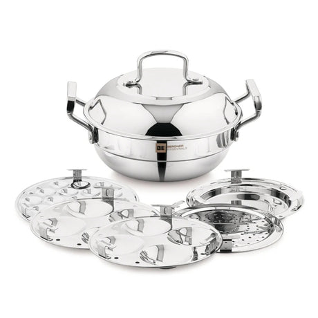 Bergner Essentials Triply SS Multikadai with 5 Plates and Lid 21 cm_1
