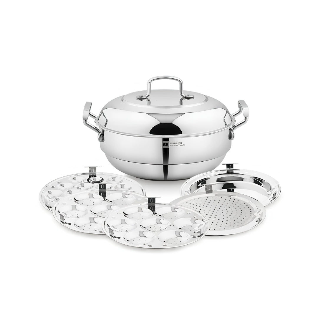 Bergner Essentials Triply SS Multikadai with 5 Plates and Lid 27 cm_1
