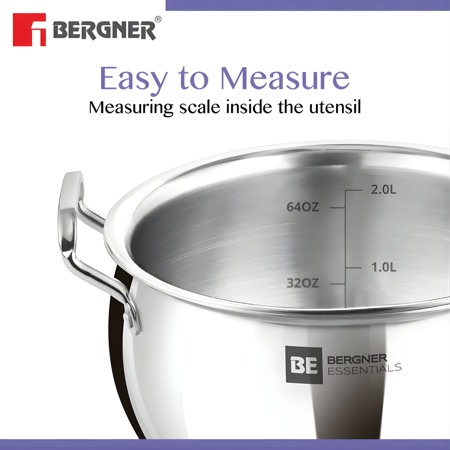 Bergner Essentials Triply SS Rice Handi with Glass Lid 18 cm \ 3.2 L_4