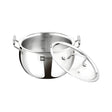 Bergner Essentials Triply SS Rice Handi with Glass Lid 18 cm \ 3.2 L_Front View