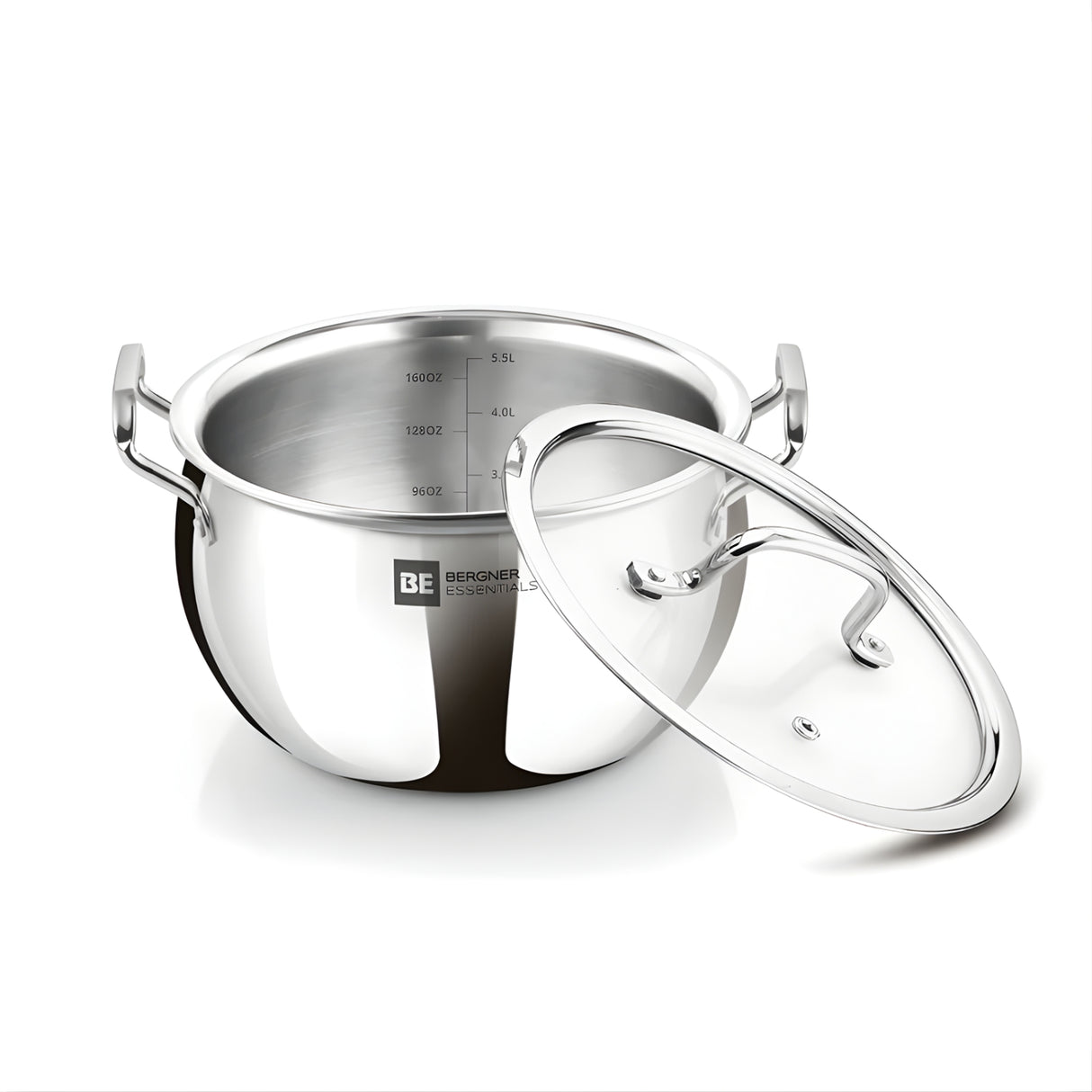Bergner Essentials Triply SS Rice Handi with Glass Lid 24 cm \ 5.5 L_1