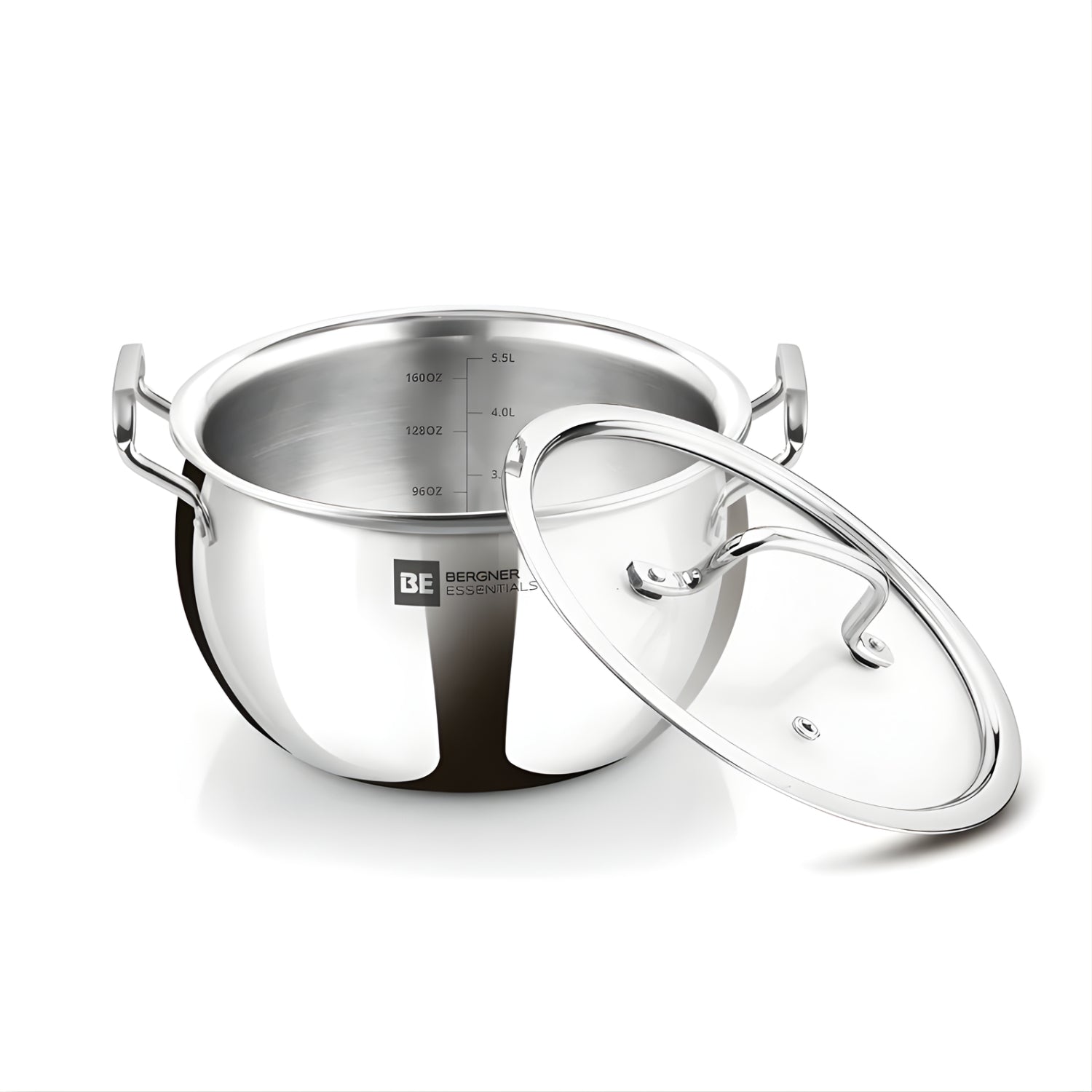 Bergner Essentials Triply SS Rice Handi with Glass Lid 24 cm \ 5.5 L_1