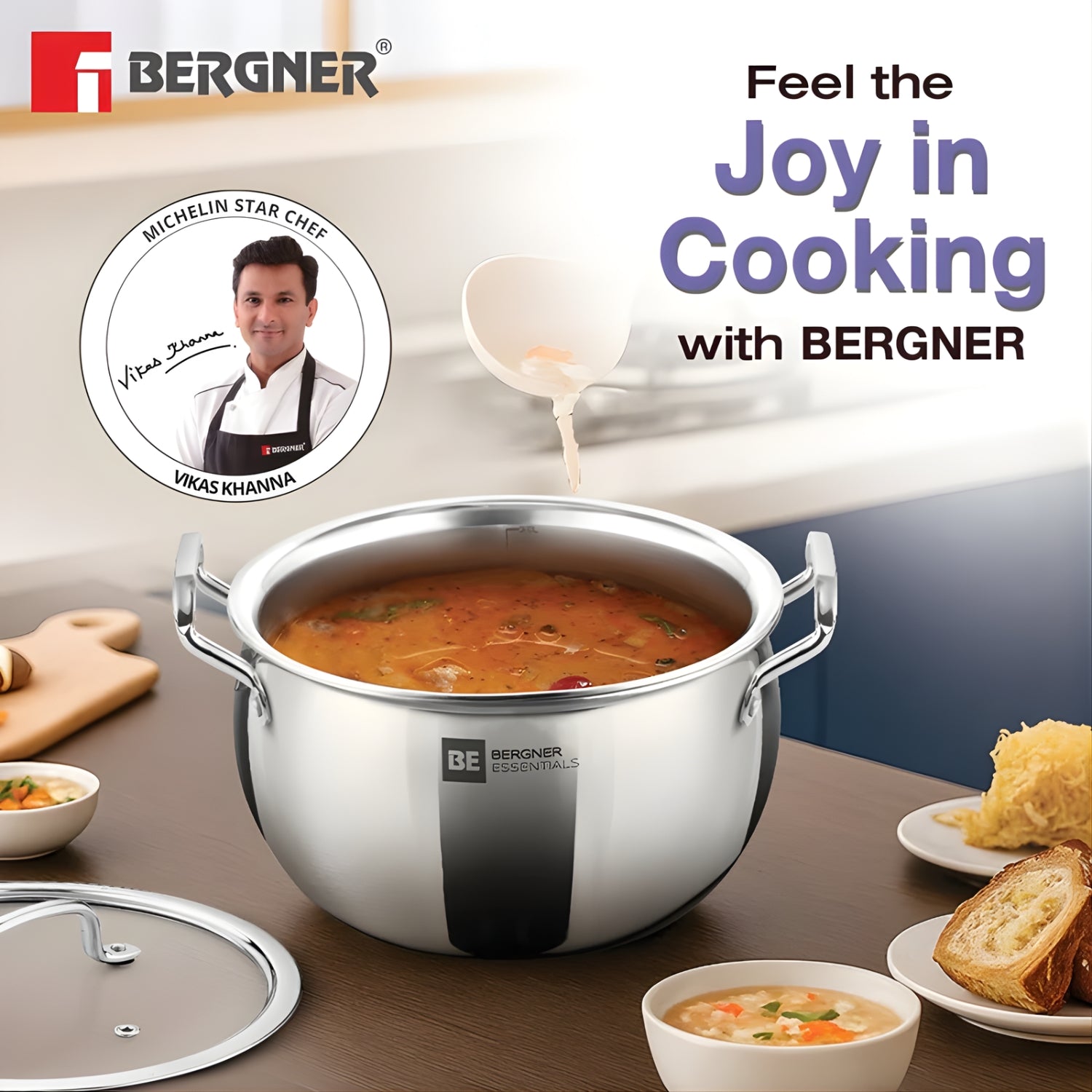 Bergner Essentials Triply SS Rice Handi with Glass Lid 24 cm \ 5.5 L_2