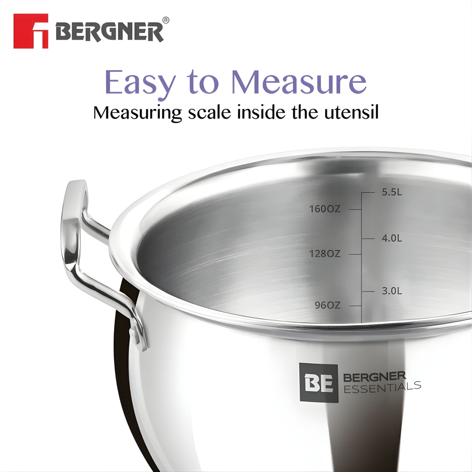 Bergner Essentials Triply SS Rice Handi with Glass Lid 24 cm \ 5.5 L_5