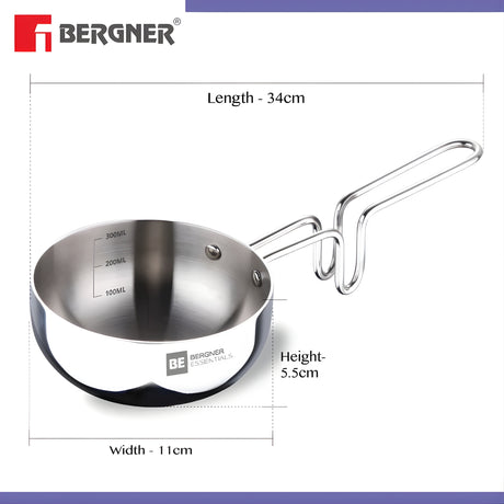 Bergner Essentials Triply SS Tadka Pan 10 cm \ 300 ml_2