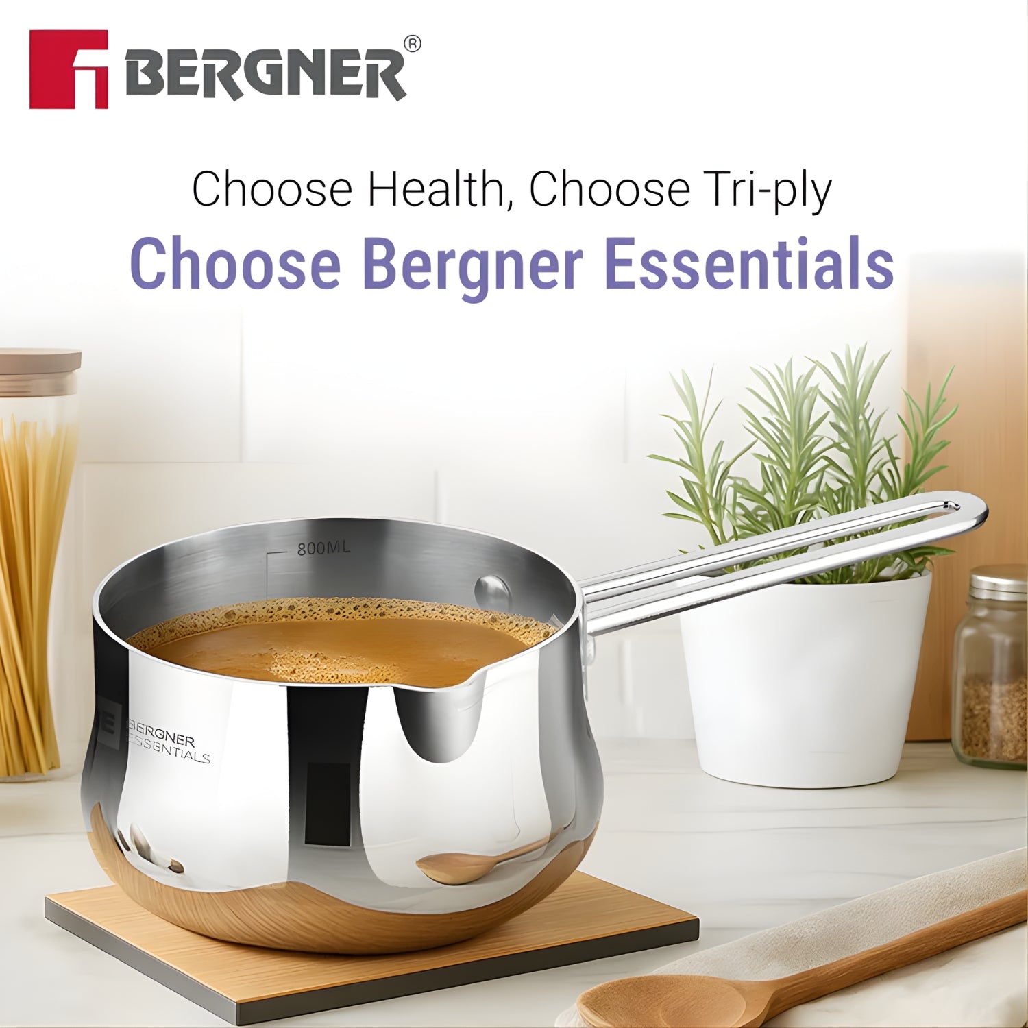 Bergner Essentials Triply Stainless Steel Coffee Warmer 12 cm \ 800 ml_8
