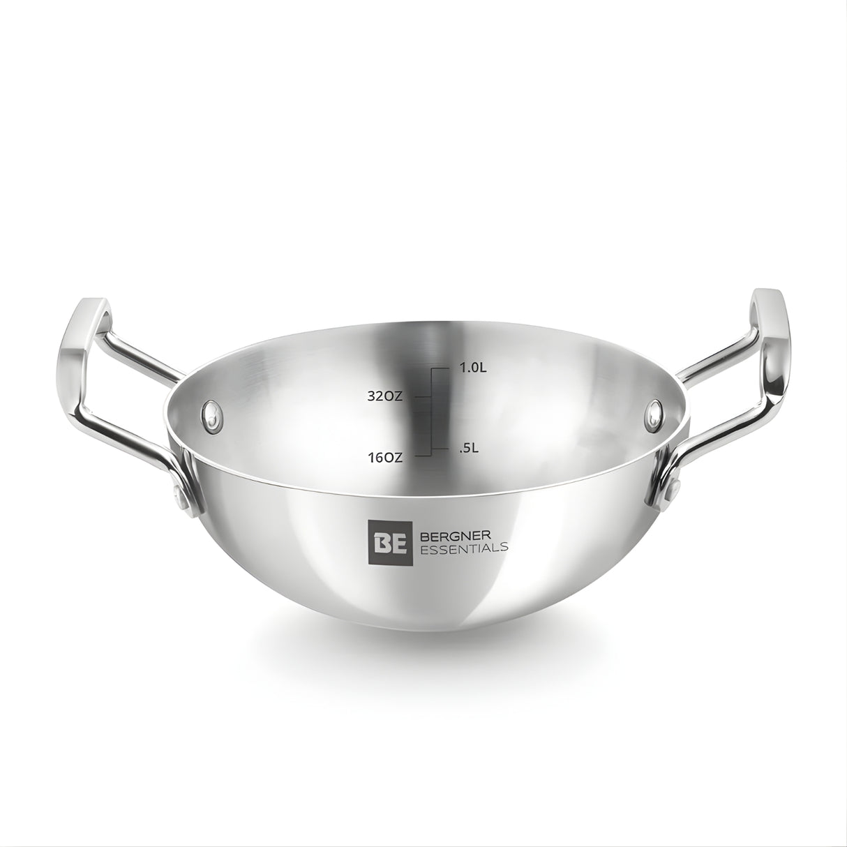 Bergner Essentials Triply Stainless Steel Extra Deep Kadai 18 cm \ 1 L_1