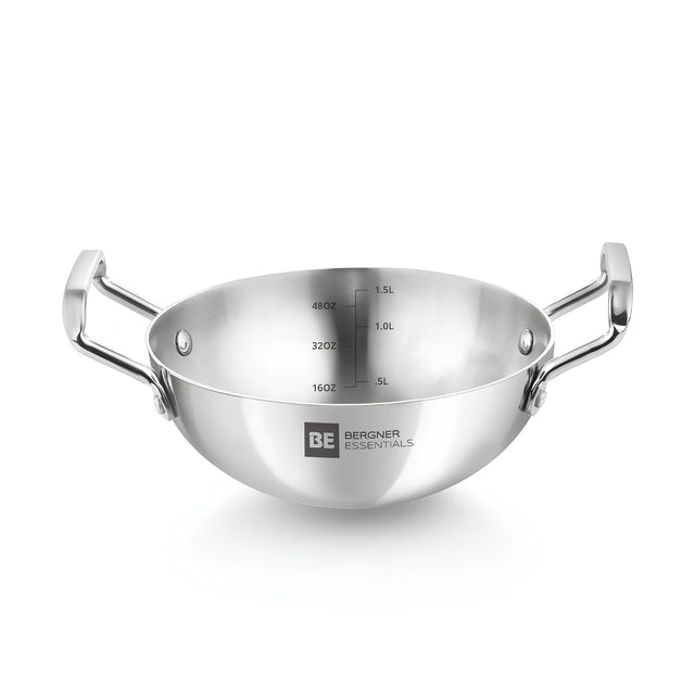 Bergner Essentials Triply Stainless Steel Extra Deep Kadai 20 cm \ 1.5 L_1